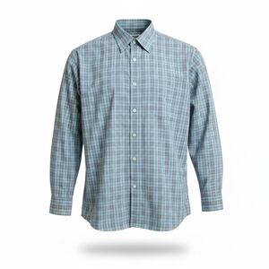 Van Heusen Regular Fit Blue Long Sleeve Check Dress Shirt Size 16-16 1/2 32/33